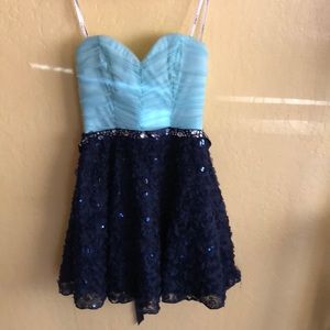 Light blue and teal dress